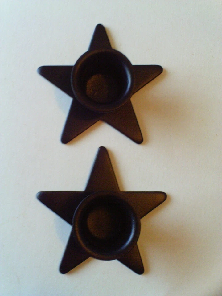 全新 星形锥形烛台 黑色 2 件套 西部乡村工艺 美国  — 第 2/4 张图片