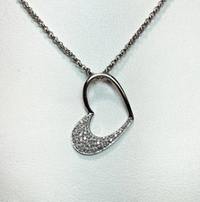 Estate 14k White Gold Natural Single Cut Diamond 0.25 CT Heart Necklace