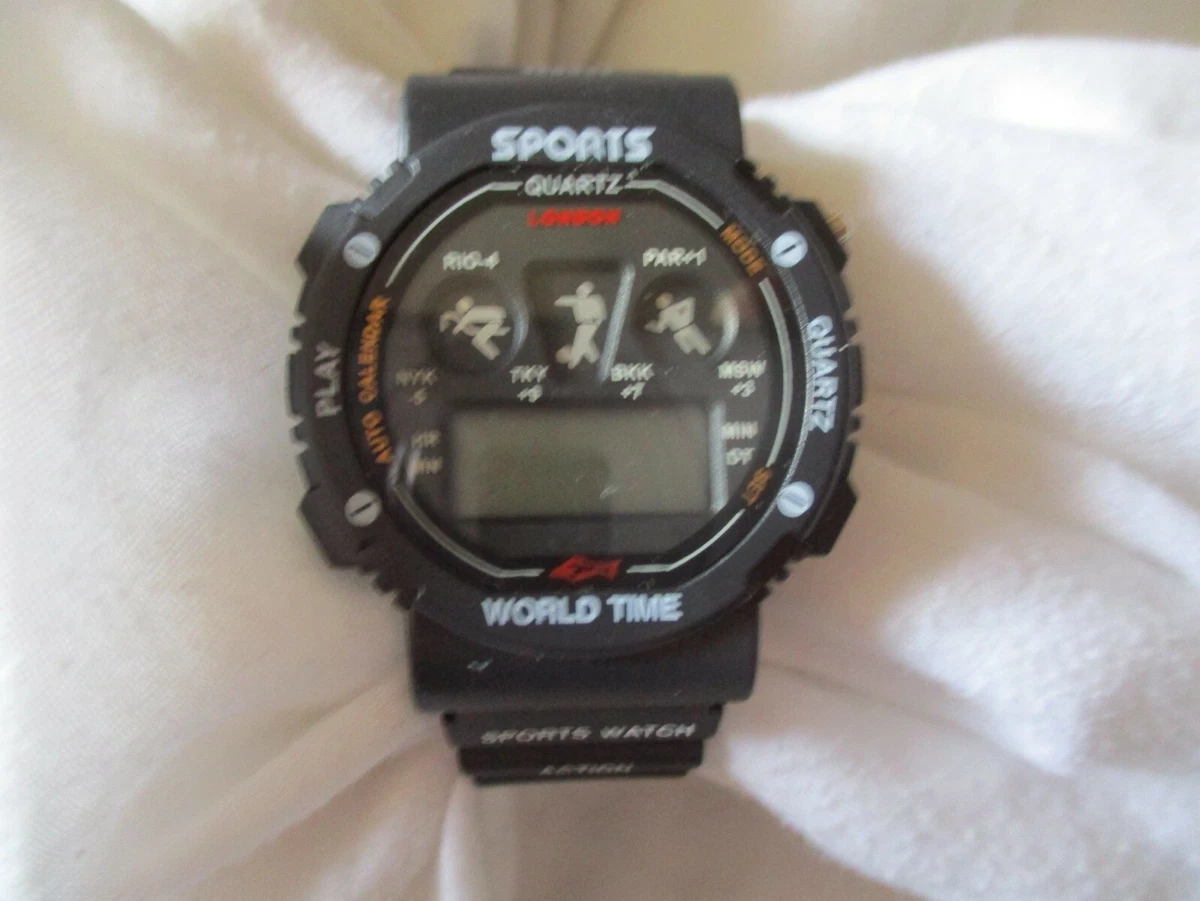 Digital Wristwatch World Time Sports Watch Action London Auto