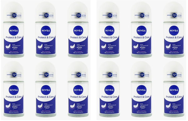 12X Nivea Protect & Care Deodorant Deo Roll-On Anti-Transpirant, 72H Schutz-image