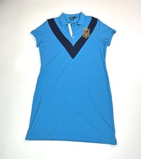 Polo Ralph Lauren Sport Women's Cotton Mesh Riding Crest Polo Dress Blue Size XL