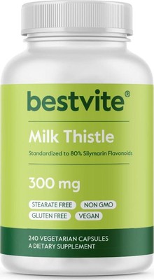 BESTVITE Milk Thistle 300mg (240 Vegetarian Capsules) - Standardized to 80% - No