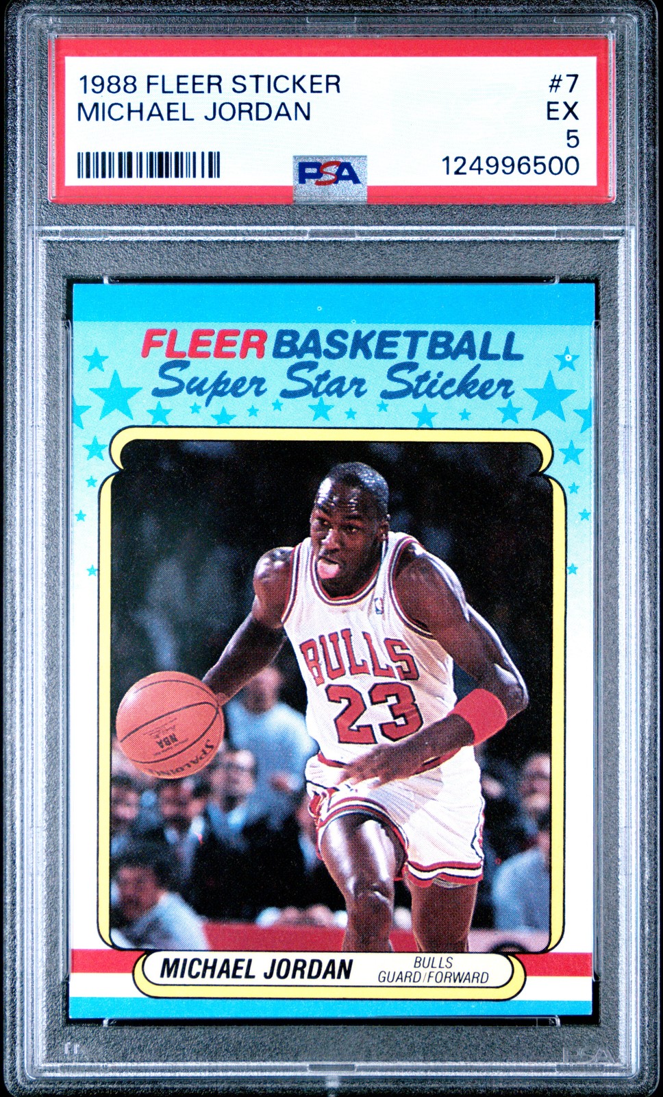 1988 FLEER STICKER #7 MICHAEL JORDAN PSA 5