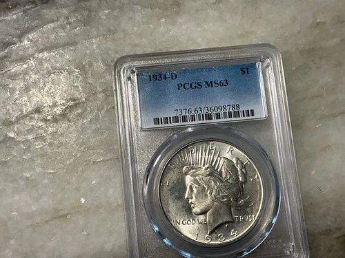 1934-D Silver Peace Dollar MS63