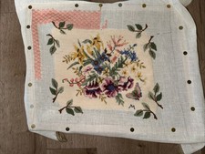 Almost Completed Cross Stitch Picture Wildflowers Nature Roses Craft