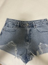 PacSun High Rise Festival Denim Cut Off Shorts 27 Blue Distressed