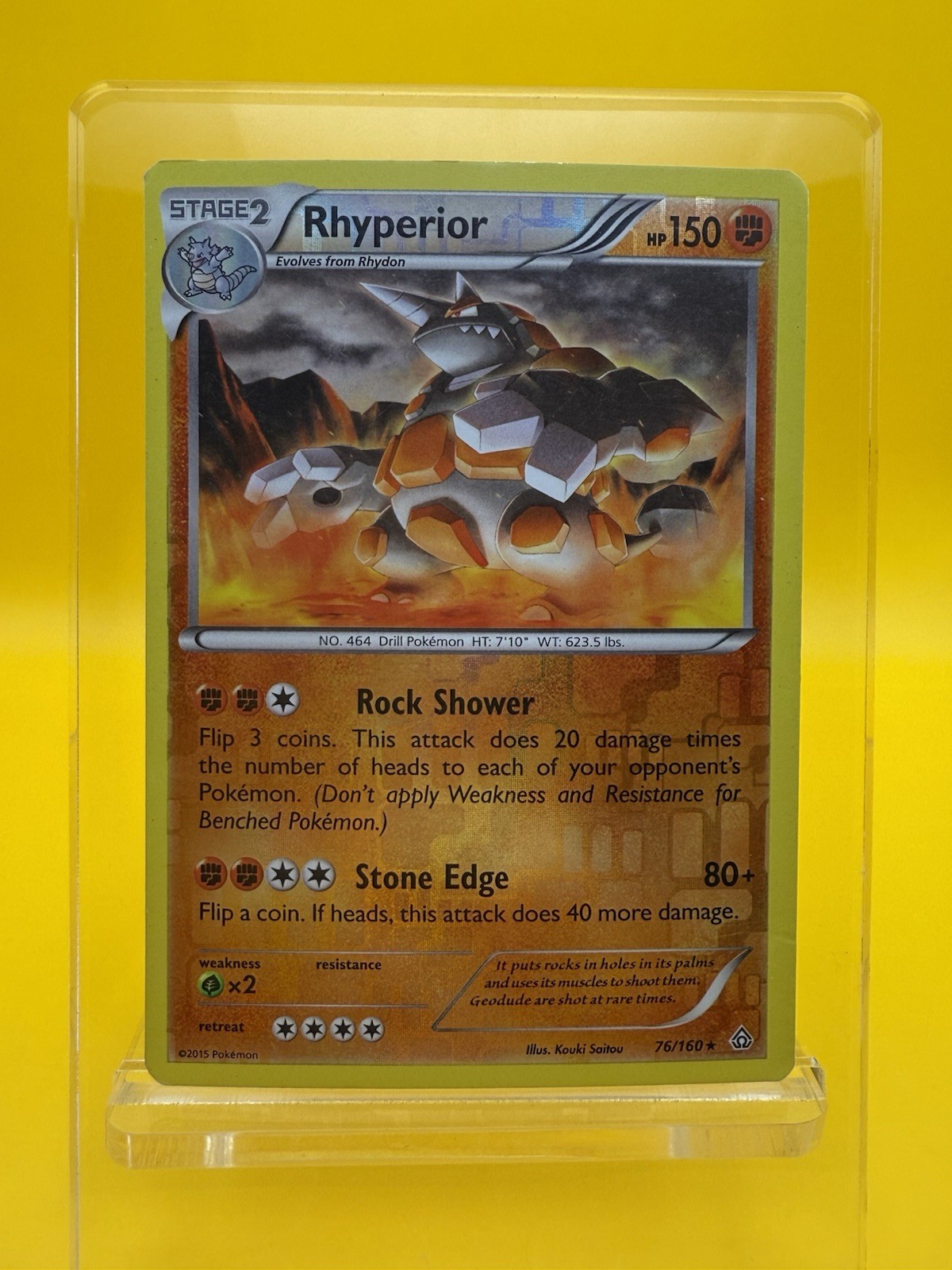 Rhyperior 76/160 XY-Primal Clash Reverse Holo Pokemon Card 2015 LP