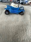 vintage 1968 Hot Wheels Redline Hot Heap diecast car in blue and white interior