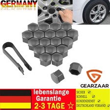 20x RADSCHRAUBEN ABDECKUNGEN RADMUTTERN KAPPEN SET 17MM GRAU GLANZ für AUDI VW