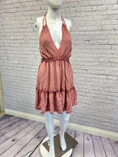 DEVI Women's Dusty Rose Halter Short Dress V-Neckline ONE SIZE FITS MOST