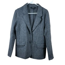 Talbots Wool Gray Button Jacket Blazer Cardigan 12 Preppy Career Academia NWOT