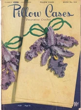 Vintage 1950 Pillow Cases Decorative Crochet Pattern Booklet Clark's 264 MCM