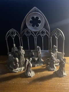 Frankline Mint 1980s Fine Pewter Nativity Set 7 Pieces vintage