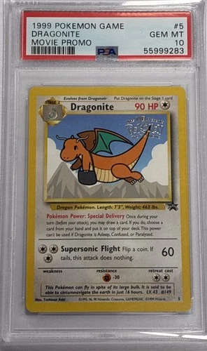 1999 Pokemon Game Movie Promo #5 Dragonite PSA 10 GEM MINT