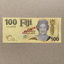 Fiji 100 Dollars Banknote 2007 ND P114s, UNC, Specimen Currency QEII Note B999