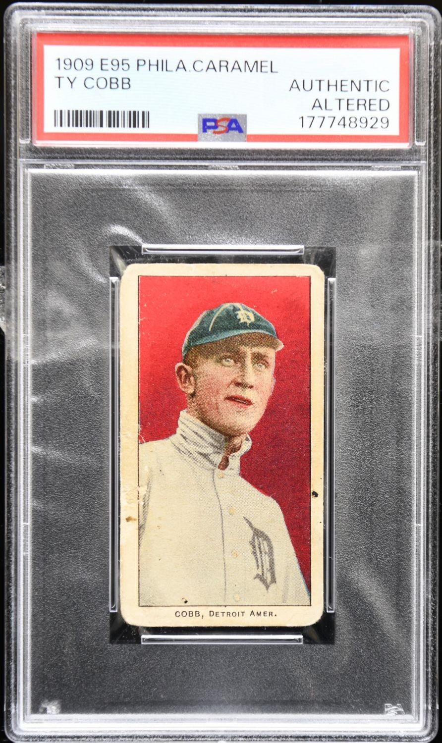 1909 E95 Philadelphia Caramel TY COBB PSA AUTHENTIC Altered Print Edge Repair view 3