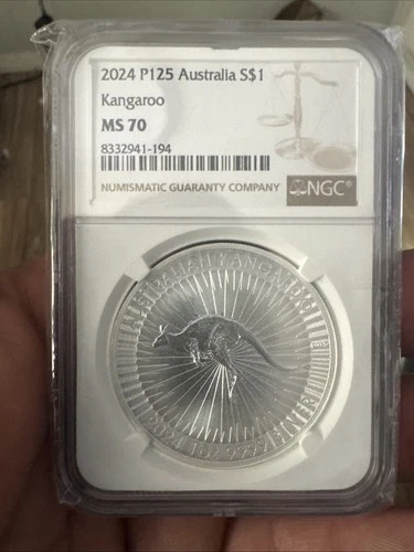 2024-P125 Australia $1 Silver Kangaroo 1 oz NGC MS-70