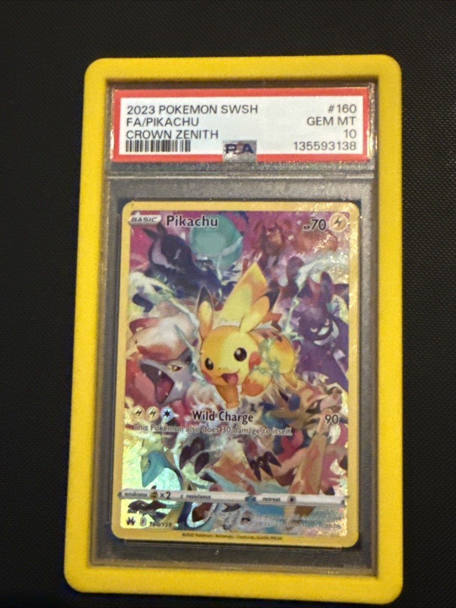 Crown Zenith Pikachu Card #160/159 Secret Rare, PSA 10 With Graded