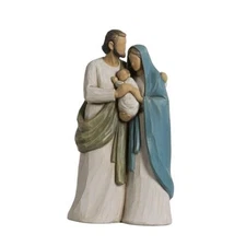 10 Inch Holy Family Figurine – Wood Carving Style Nativity Scene, White-style B