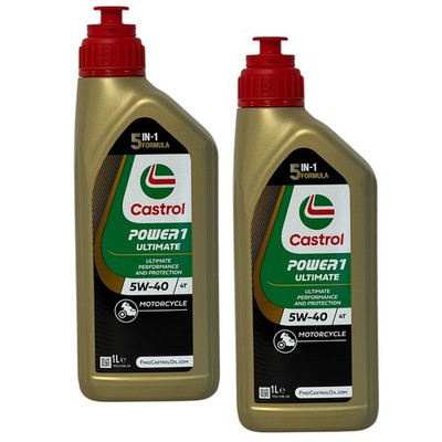 2x1 Liter Castrol Power 1 Ultimate 4T 5W-40 Motorrad Öl JASO MA-2  API SN 5W40