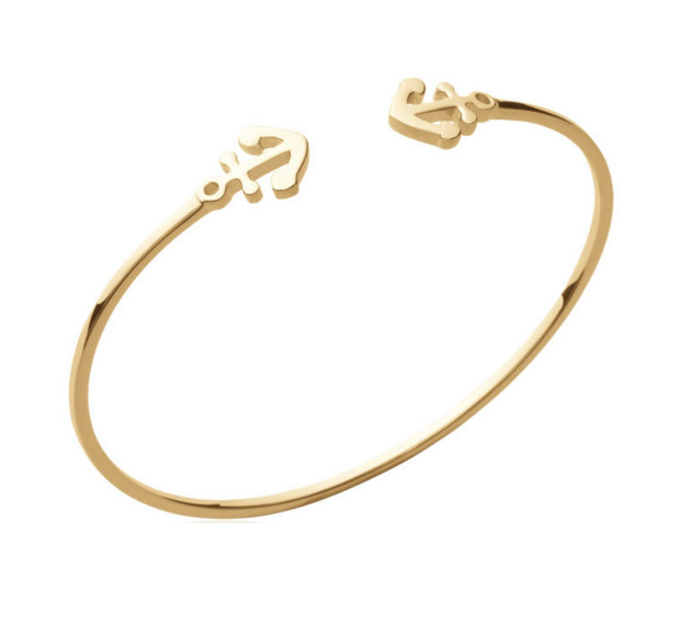 Bracelet ancre marine en plaqué or 18 carats 750/1000 pour homme et femme