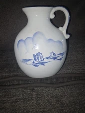Vtg Porcelain/Ceramic BLUE DELFT I'm A Lefthanded Pitcher Poem Pitcher pre-owned