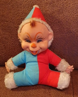 Vintage Clown / Harlekin ca. 20 cm – 70er/80er – Stoff & Kunststoff – Sammler - Bild 1 von 3