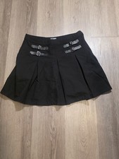 Hot Topic Black Pleated Mini Skirt Faux Leather Buckle Gothic Emo Size Medium