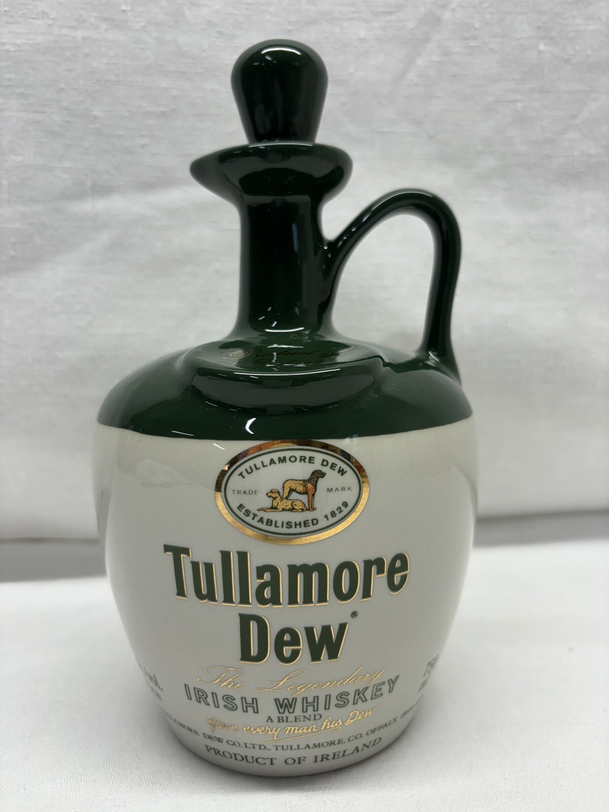 Vintage Tullamore Dew Irish Whiskey Jug Bottle 750ml Dublin Ireland