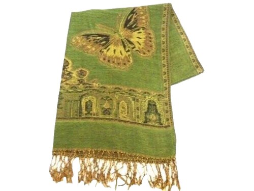 Sciarpa Avvolgente In 70% Cashmere E 30% Seta - Stampa Erba Verde, Doppio Viso, 68x68cm - Foto 2