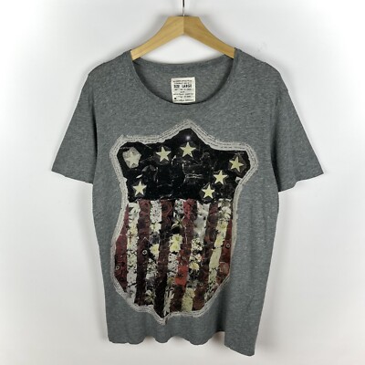 Designer AllSaints Spitalfields Shields Art Y2K Big Logo T Shirt Grey Size Large