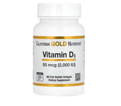 California Gold Nutrition, Vitamin D3, 50 mcg (2,000 IU), 90 softgels