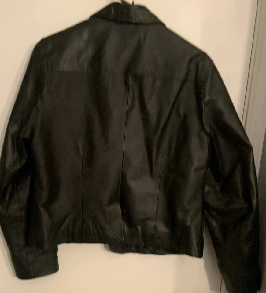 KC Collections Womens Black Long Sleeve Biker Jacket Size Large Button On Front - Image 2 of 4