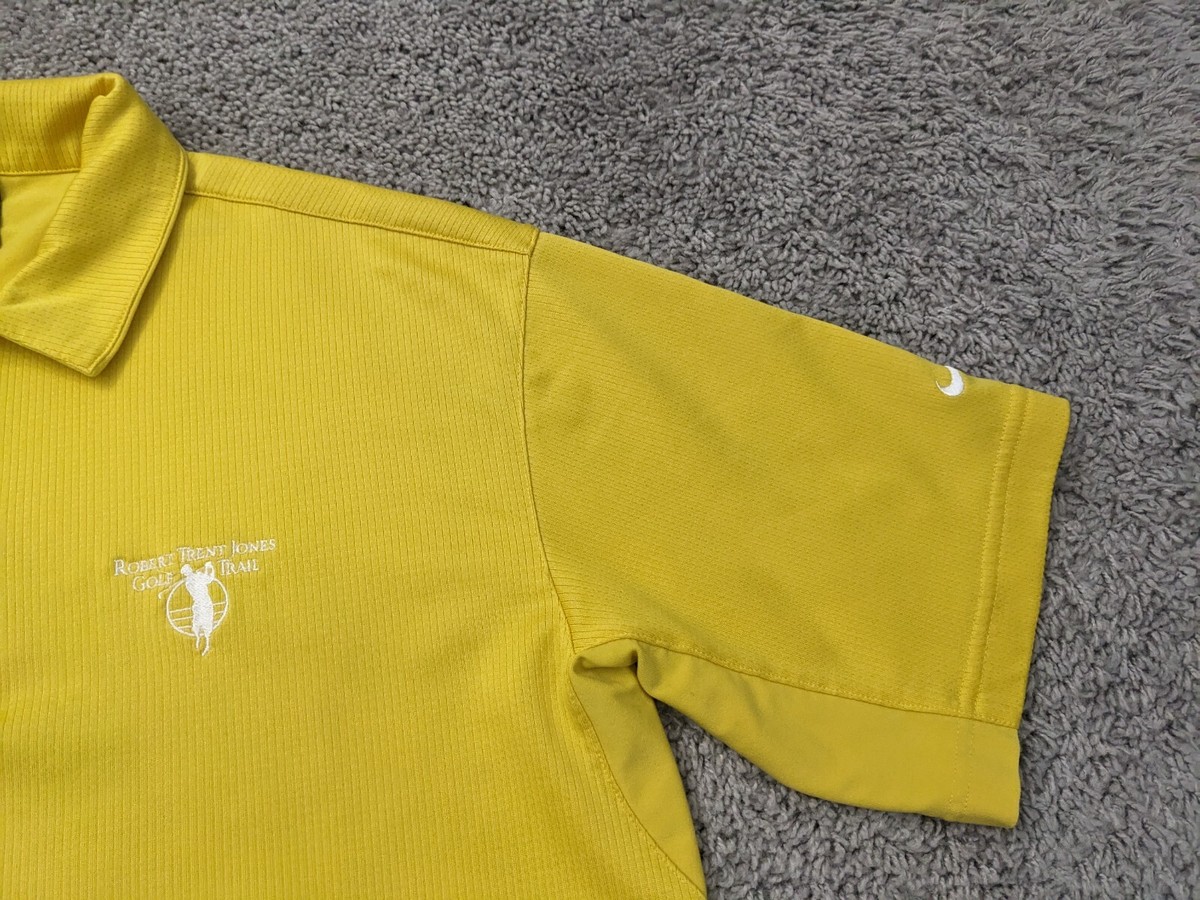 Nike Golf Polo Shirt Men's Large Yellow Sphere Dry Robert Trent