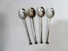 British Sterling Silver Edwardian 4 Demitasse Spoons 1919 Sheffield Cooper Bros