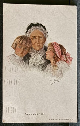 POSTAL FIRMADA DE PHILIP BOILEAU DE ABUELA Y NIETOS “ÉRASE UNA VEZ” - Imagen 1 de 2