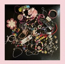 Cute Girl  s 60 Piece Mixed Jewelry Lot Necklaces Bracelets Charms Accessories 