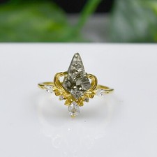 Natural Raw Pyrite Ring 925 Sterling Silver Ring Kite Pyrite Wedding Ring