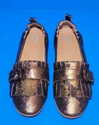 FitFlop Allegro Fringe Snake Embossed Loafer Women's Size US 8/EURO 38 