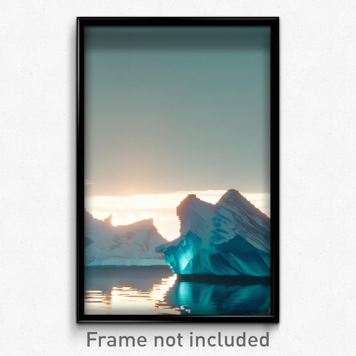 8-Bit Psychedelic Pixel Art Poster - Vacant Iceberg Trippy Gamer Print