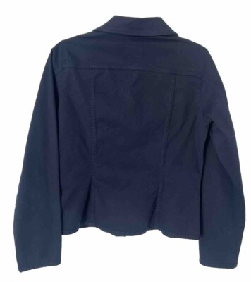 New $128 Faconnable Womens Button Navy Blue Cotton Stretch