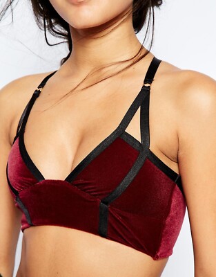 Blue Life Fit Bralette L Burgundy Exhale Velvet Bralette in Garnet Size L