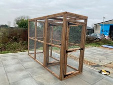 Walk In Animal Run 6ft x 3ft Brown 16G Fox Proof Cat Chicken Rabbit Safety Door