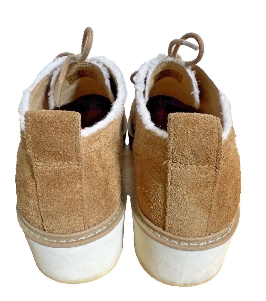 UGG Johanna Spill Seam WOMENS 9.5 PRE-OWNED Chestnut Suede Wool Oxford Shoes - Image 3 of 4