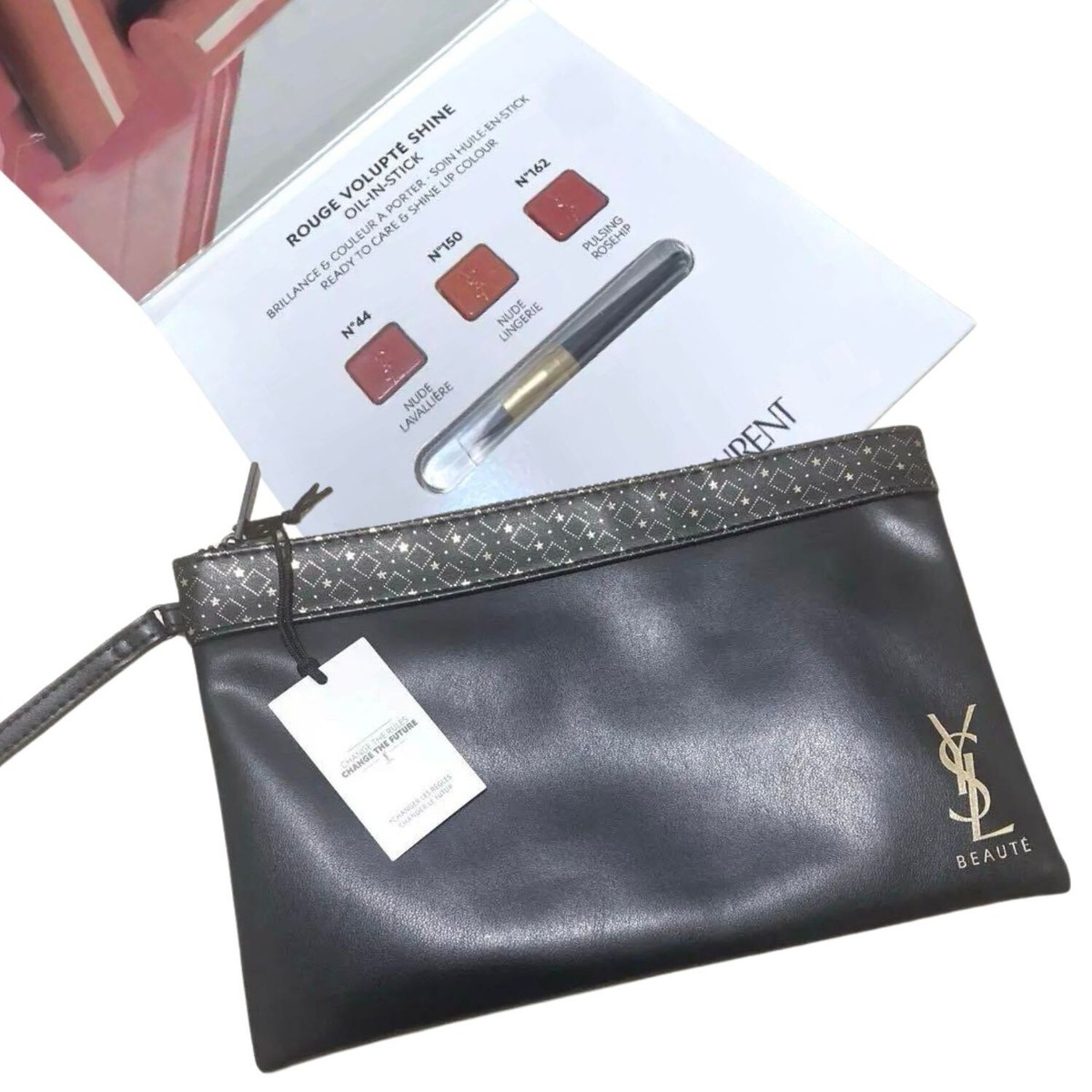 YSL Pouch & Rouge Volupte Shine Lipstick Sample Set 44 150 162
