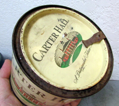 Vintage Carter Hall 14 oz Tobacco tin, EMPTY great colors & graphics, man  cave