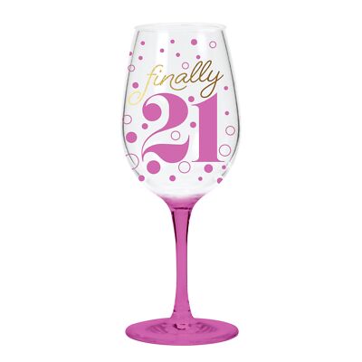 QWGO-20897 21' 21st Acrylic Wine Glass 12 oz Finally 21 Birthday