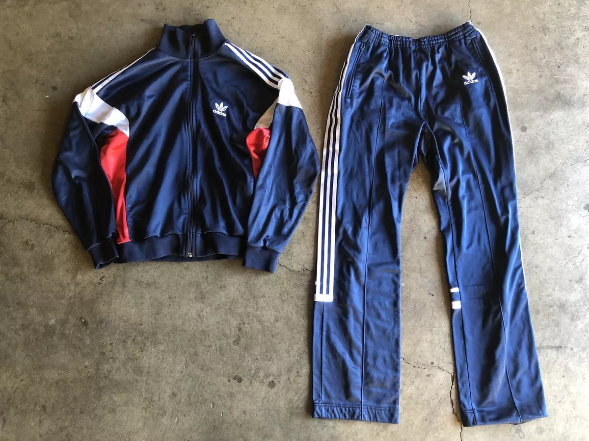 Vintage Adidas ATP Tracksuit Jacket + Pants sz Large Blue Red White Made in  USA