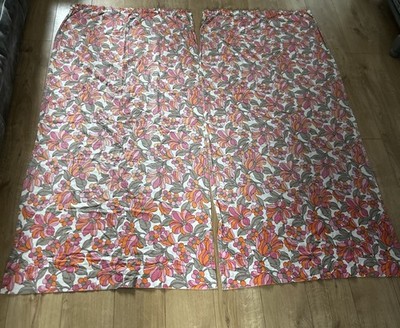 Vintage Flower Power große rosa orange weiß braun Vorhänge (Wohnmobil)