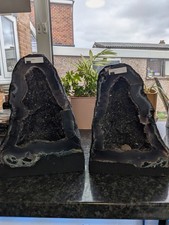 Brazilian Geode Pair Amethyst Crystal Half Cave Healing Decor